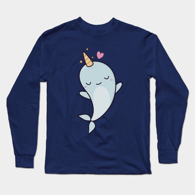 Cute Kawaii Narwhals With Hearts Long Sleeve T-Shirt by happinessinatee